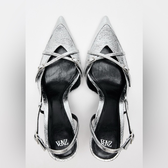 Zara Silver Buckled Strap Heels - Picture 2 of 4